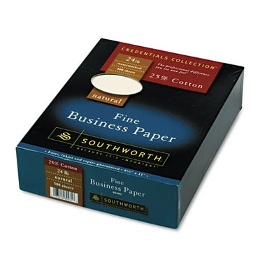 25% Cotton Business Paper, 24 lb, 8.5 x 11, Natural, 500 Sheets/Ream