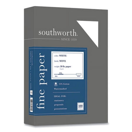 25% Cotton Business Paper, 95 Bright, 20 lb, 8.5 x 11, White, 500 Sheets/ream | Bundle of 2 Boxes