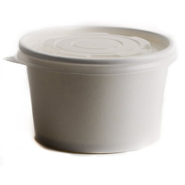 [25 Count] 12 oz Disposable White Paper Soup Containers with Plastic Lids - Half Pint Ice Cream Containers, Frozen Yogurt Cups, Restaurant, Microwavable, Take Out, to Go Deli Containers, Recyclable