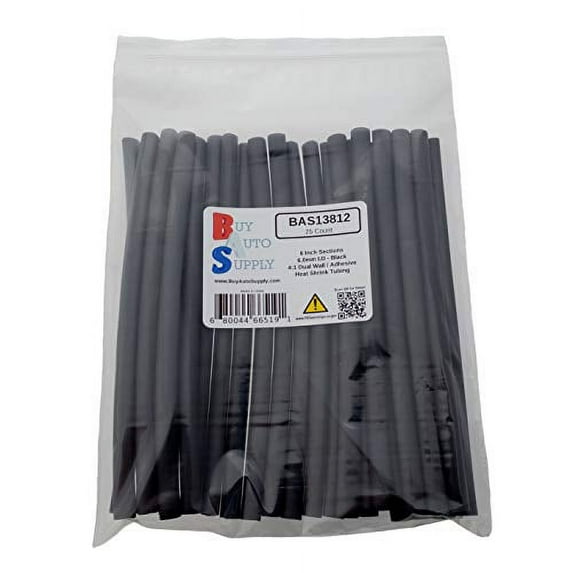 (25 Count) 6mm - 6 Inch Sections - Black 4:1 Heat Shrink Tubing Dual Wall Adhesive Lined, Automotive & Marine