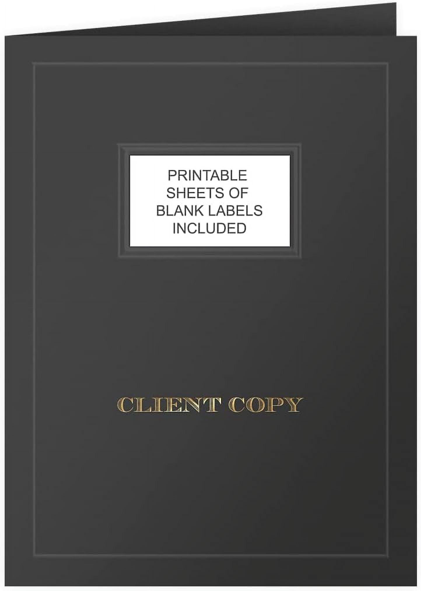 25 Count, Black, Client Copy Pocket Folders, Gold with Customizable ...