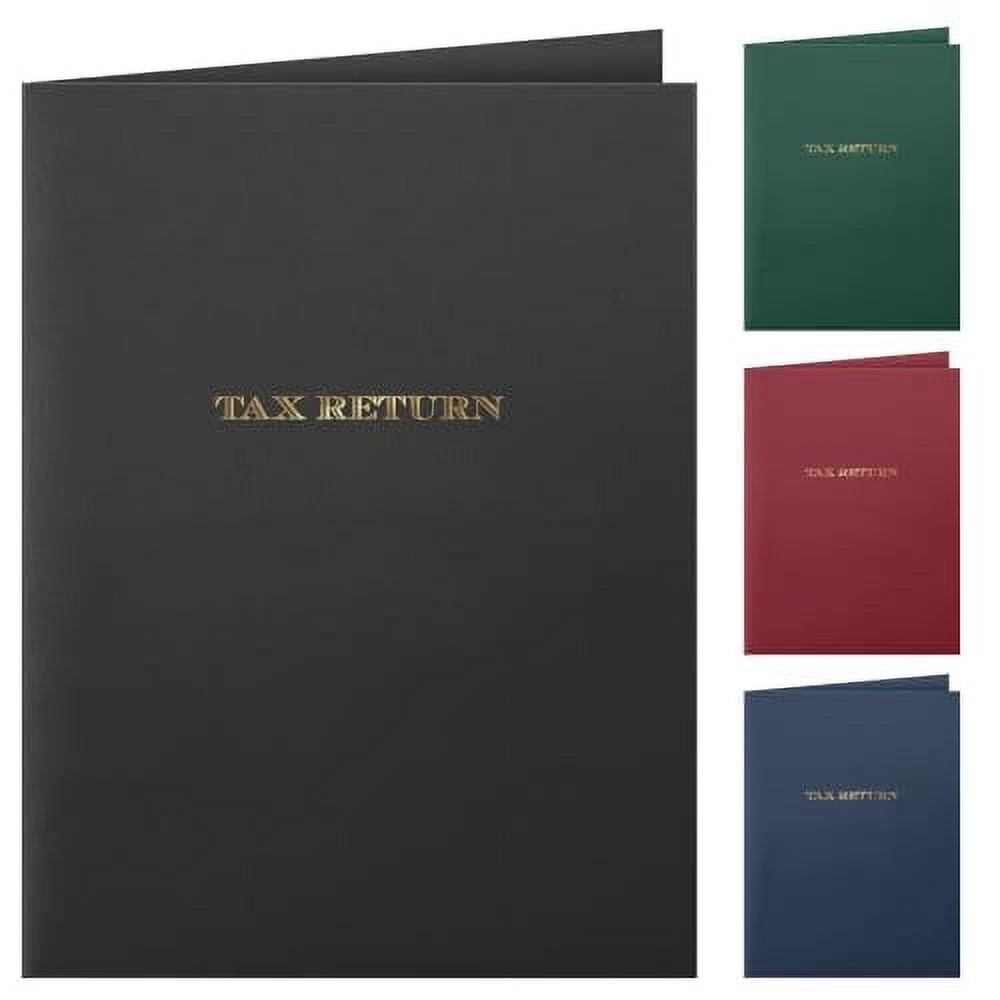Tax Returns Pocket Folders 25 Pack - 9x12 Blue Gold Foil Presentation Folders For Tax Professionals