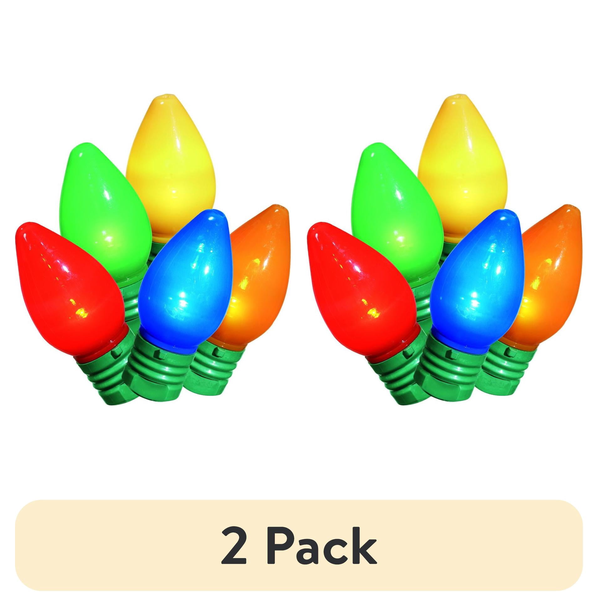 (2 pack) 25-Count Ceramic Multicolor Super Bright LED C7 Christmas ...