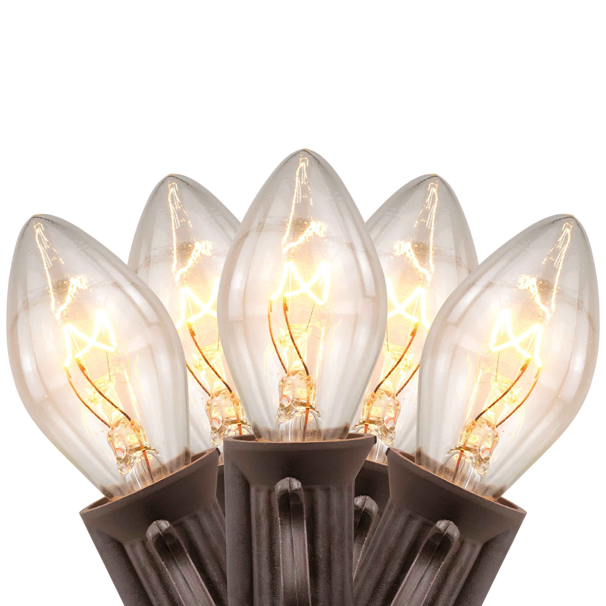 Northlight C7 Christmas String Lights - Clear - 24' Brown Wire - 25ct