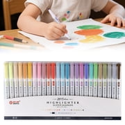 25 Count Dual-Tip Highlighters, Pastel Colors Fine & Bold Tip, Quick-Dry Non-Bleeding Highlighter Markers for Journaling,Classroom,Office,Notes25 Colors Highlighters