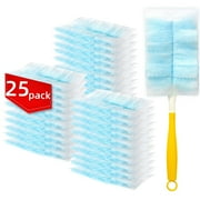 25 Count Electrostatic Duster Refills Compatible with Swiffer Duster,Multi-Surface Dusting Refills,Microfibre Dusters for Cleaning with 1Pcs Short Handle,Unscented