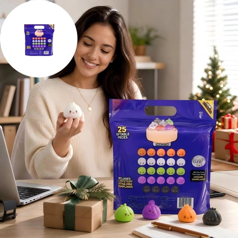 25 Count Extra Mini Dumplings 25 pack of extra mini Squishy dumplings 25-Count Extra Mini Dumplings Squishy Extra Mini Mystery Dumpling Set for Kids Collectible Toys and Holiday Favors (A)