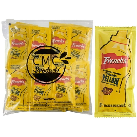 25 Count - Frenchs Mustard Packets - Single Serve Mustard Condiment Packs in Slide Seal Bag