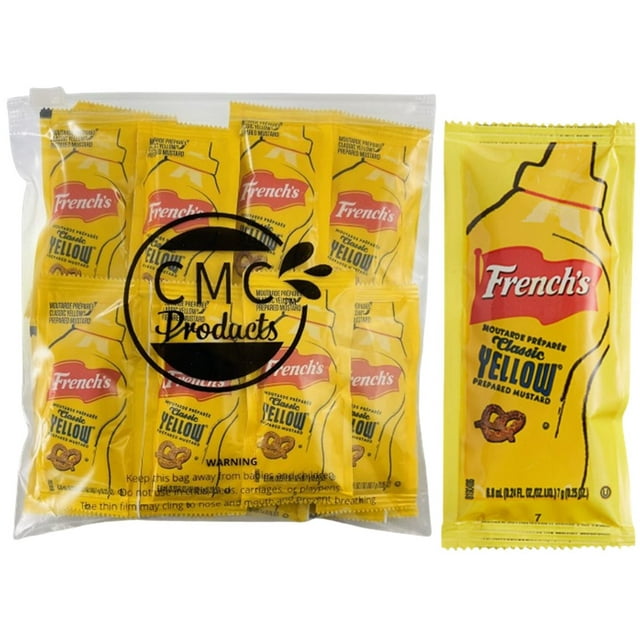25 Count - Frenchs Mustard Packets - Single Serve Mustard Condiment Packs in Slide Seal Bag