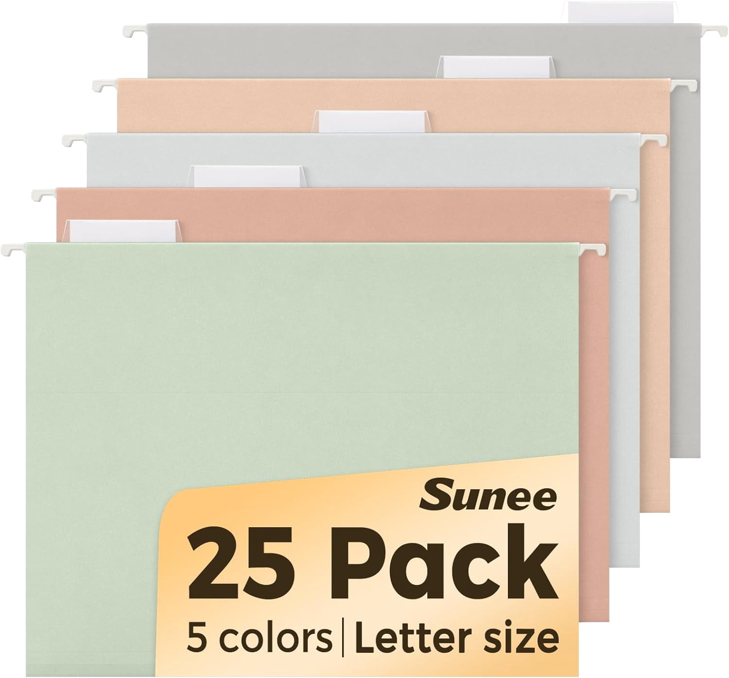 25 Count Hanging File Folders, Pastel Colors, Hanging File Folders Letter Size, Hanging Folders with 1/5-cut Tabs, Designed for Bulky Files, Filing Cabinets, Medical Charts
