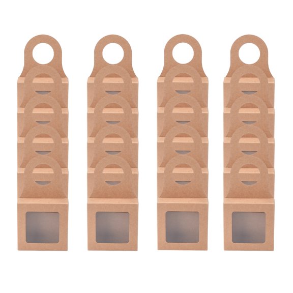 25 Count Paper Wine Bottle Box with Window Hanging Foldable Gift Boxes Wine Boxes for Gifts Empty Wine Bottles for Decoration Bottle Hanger Favor Box for Holding Cookies Charms