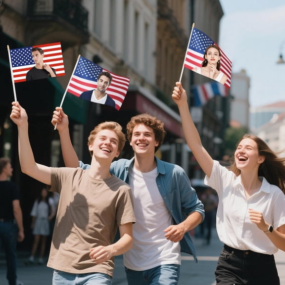 25-Count Personalized Small American Flags, American Flag for Outside with 30Cm Plastic Pole, Polyester Custom Banners, for independence Day Festivities Outdoor Rallies &