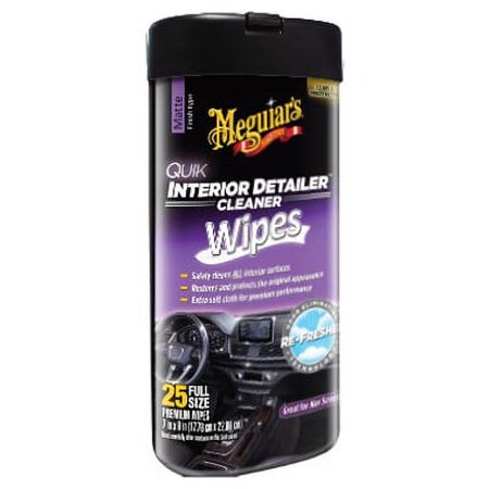 25 Count Quik Interior Detailer Wipes Safely Cleans & Enhances All Int, Each