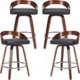 thumbnail image 1 of 25" Counter Height Bar Stools Set of 4, Wood & PU Leather Counter Stools, Modern Swivel Bar Stools for Kitchen Counter Island, Barstool Chairs, Sillas Para Barra de Cocina (Black, 4 Pcs), 1 of 12