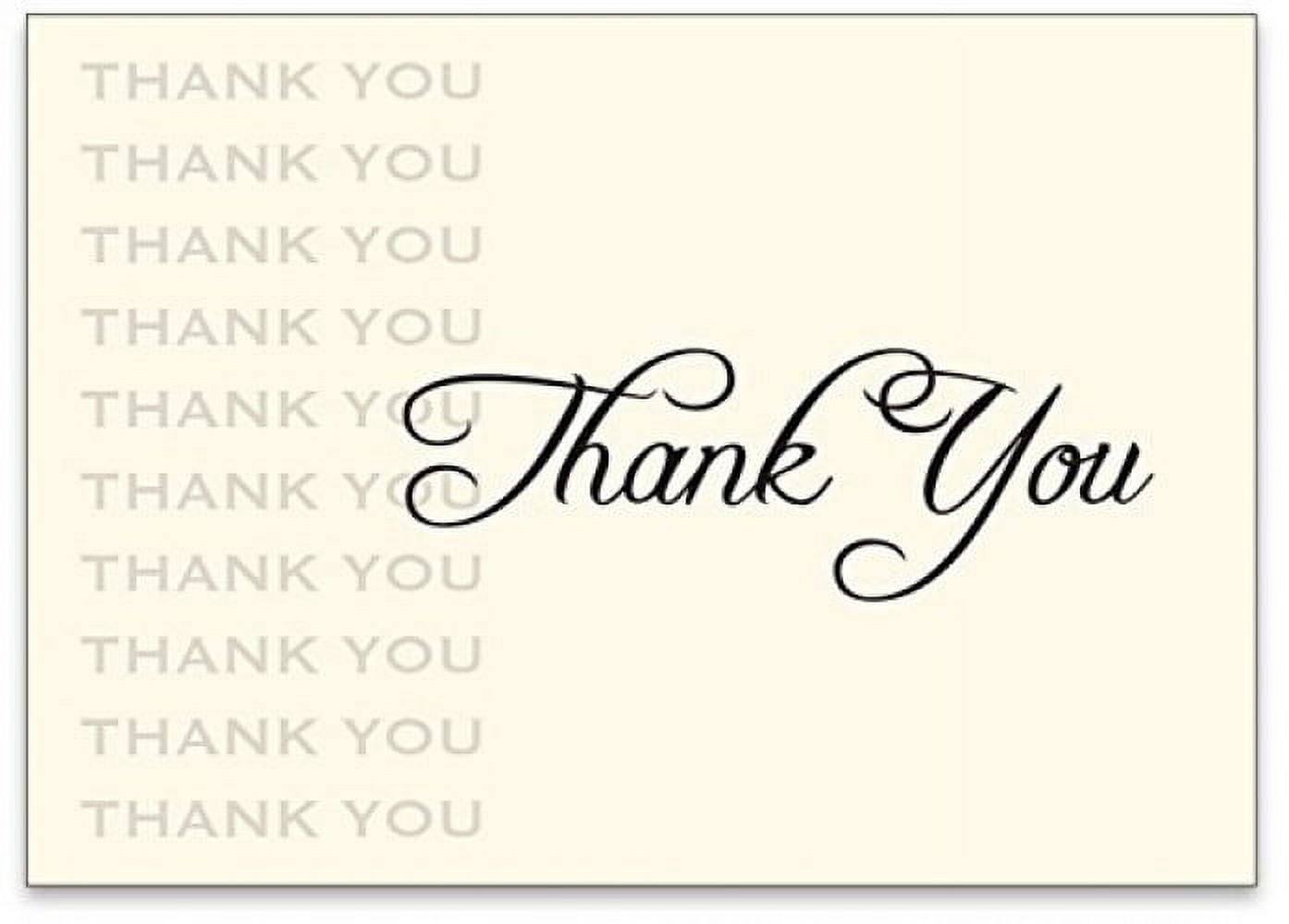 25 Cream "Thank You" Greeting Note Cards & Envelopes (5 x 7) - This is not a fold over card -