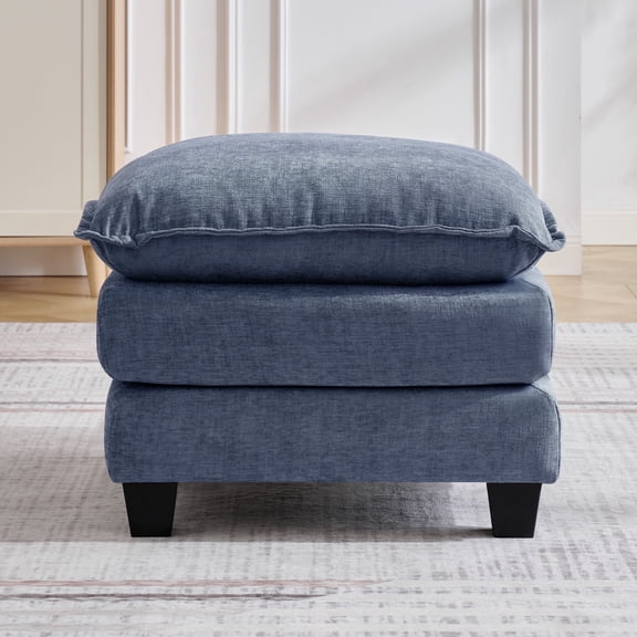 25" Deep Seat Ottoman, Modern Double-Cushion Footrest with Soft Chenille Upholstery