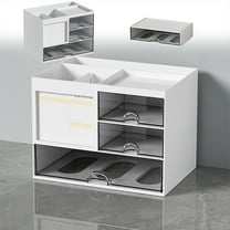 Under 25,Desktop Storage Box, Transparent Multifunctional, Large Capacity, Compartment Combination, Office Stationery, Large Drawer, Clear Plastic, for HomeOffice Organization Long-lasting