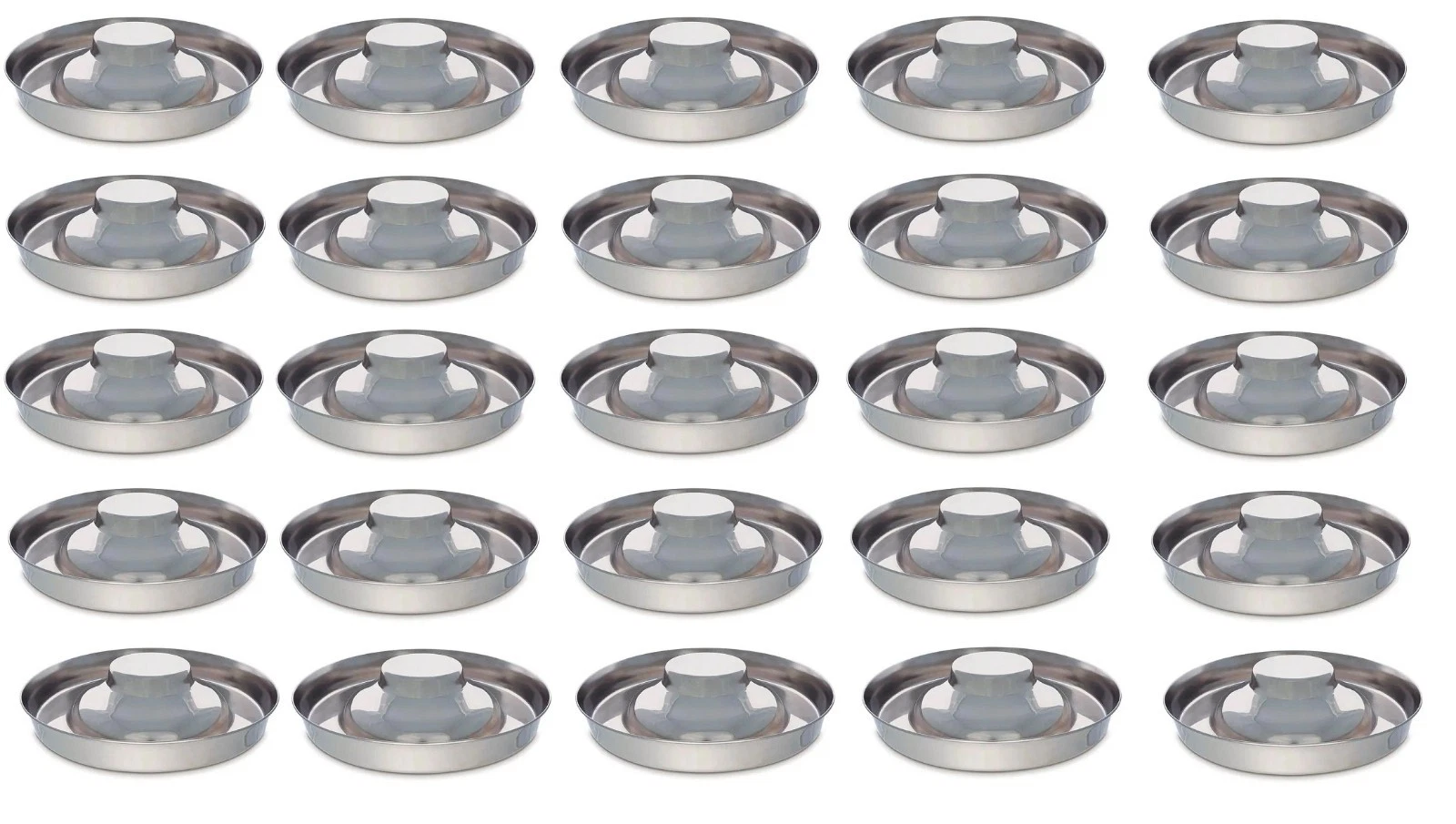25 Dish Stainless Steel Puppy Dog Cat Slow Feeder Litter Weaning Bowl Bulk Pack (11 Inch - 50 ounce)
