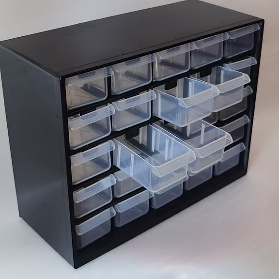 25-Drawer Desktop Storage Organizer with Removable Dividers, 11.5x8.9x4.8 Inch Tool and Parts Cabinet for Home, Garage, and Craft Supplies, Portable Toolbox Alternative