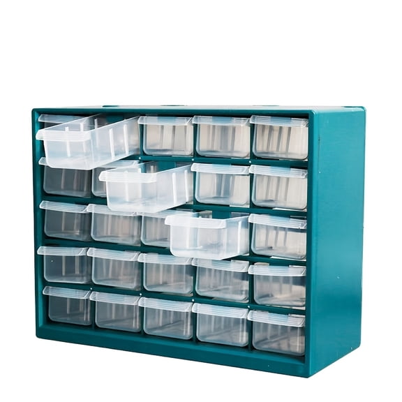 25-Drawer Desktop Storage Organizer with Removable Dividers, 11.5x8.9x4.8 Inch Tool and Parts Cabinet for Home, Garage, and Craft Supplies, Portable Toolbox Alternative