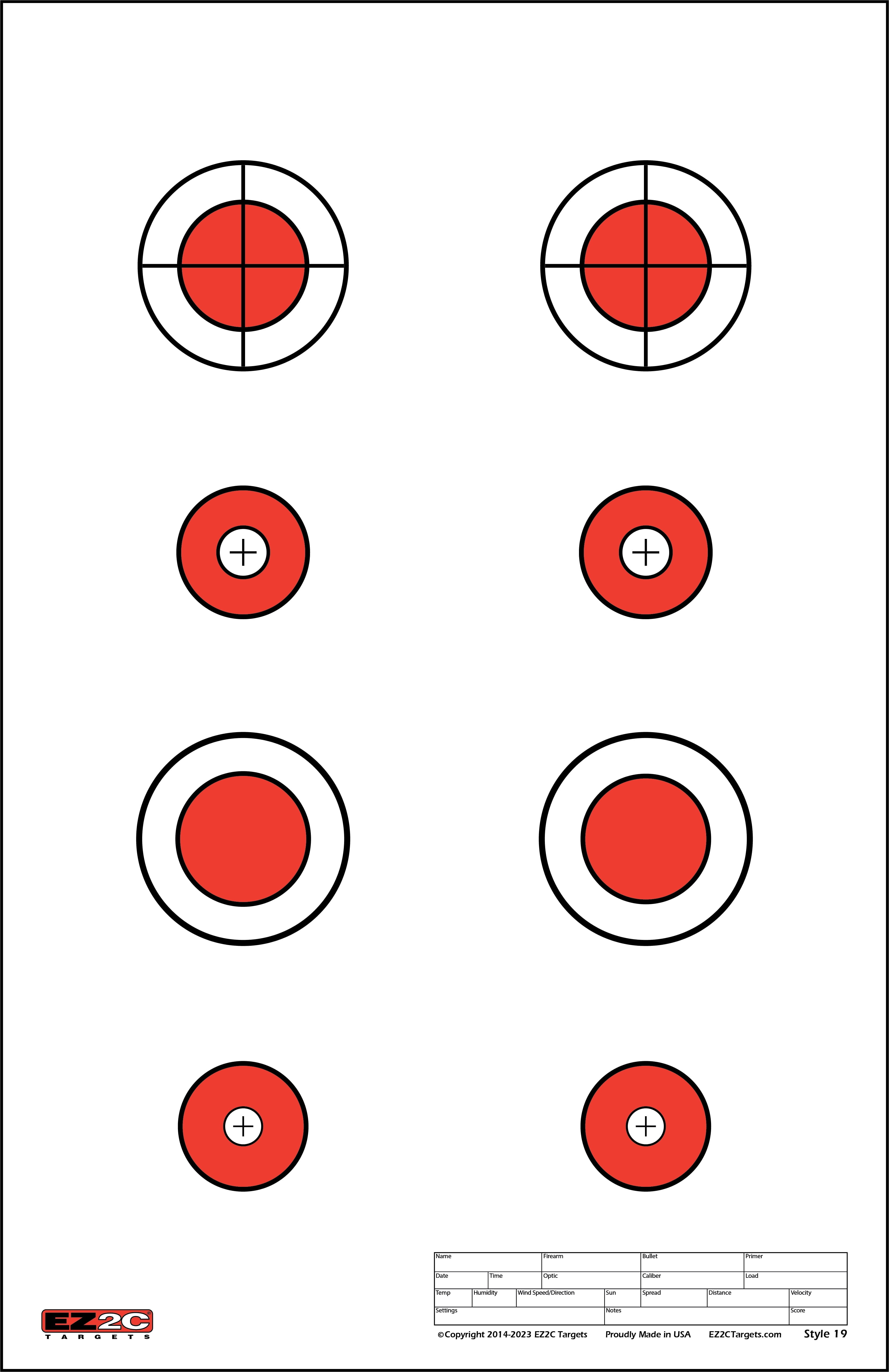 Target 25 25 EZ2C Targets Style 19: Eight 1.5