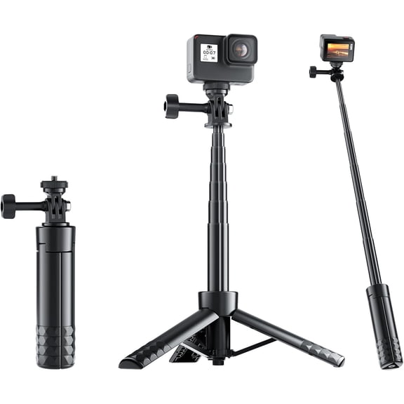 25" Extendable Mini Camera Tripod for Vlog, Pocket Handle with 1/4" Screw Thread Desktop Webcam, Compatible Gopro Hero DJI Osmo Nano Action