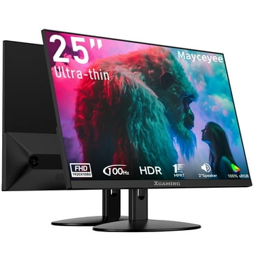 Krocisen 25" FHD 100Hz Monitor for Gaming and Office,Computer Monitor Ultra-Thin Design, 1ms MPRT, Eye-Care, FreeSync, Built-in Speakers, HDMI/VGA Ports