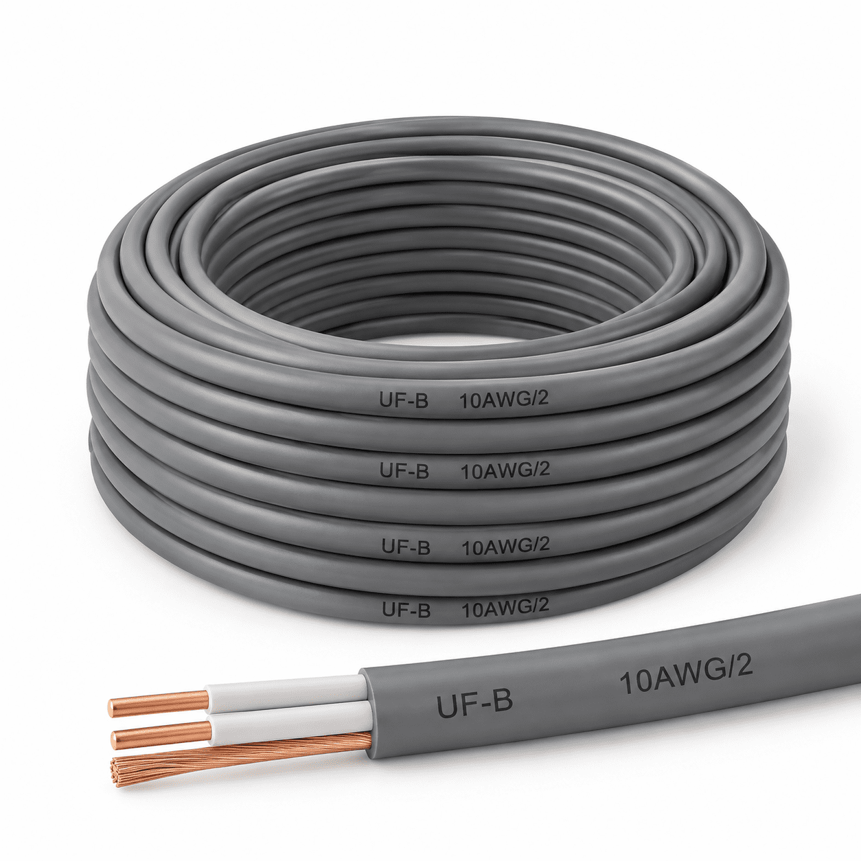 25 FT 10AWG/2 UF-B Underground Feeder Direct Burial Electrical Cable ...
