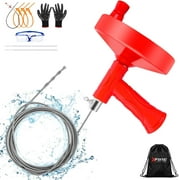 25 FT Drain Snake 2.0 with Double Mode, 10-In-1 Drain Auger for Sink and Drain Unblocking, Plumbing Snake for Real DYIs