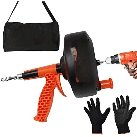 25 FT Heavy Duty Ergonomic Load Support Drain Auger with Drill Adapter - Extra Grip Support Handle - Unclogs Household Drains, Pipes, Gutters$$Tools & Hardware Other