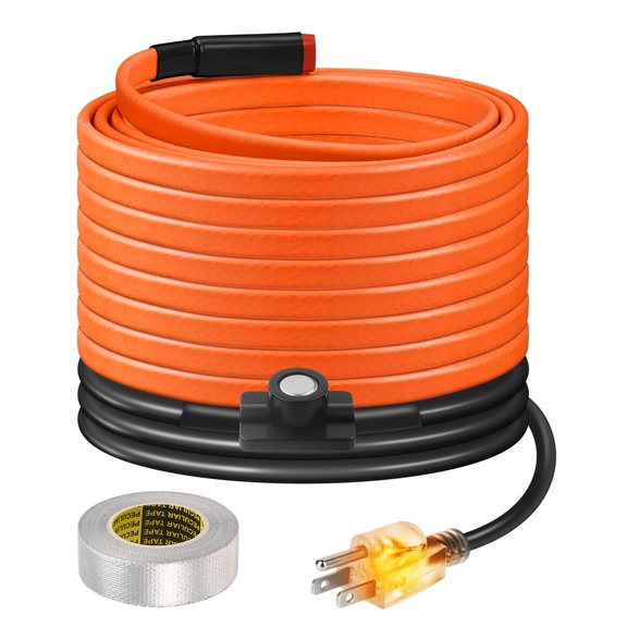 25 FT Orange Self-Regulating Pipe Heating Cable for Freeze Protection