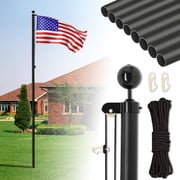 25 FT Sectional Extra Thick Black Aluminum Flag Pole Kit, Heavy Duty Outdoor Yard Flagpole with 5 3 FT US Flag, Pulley System & Ground Sleeve for Residential Commercial Use