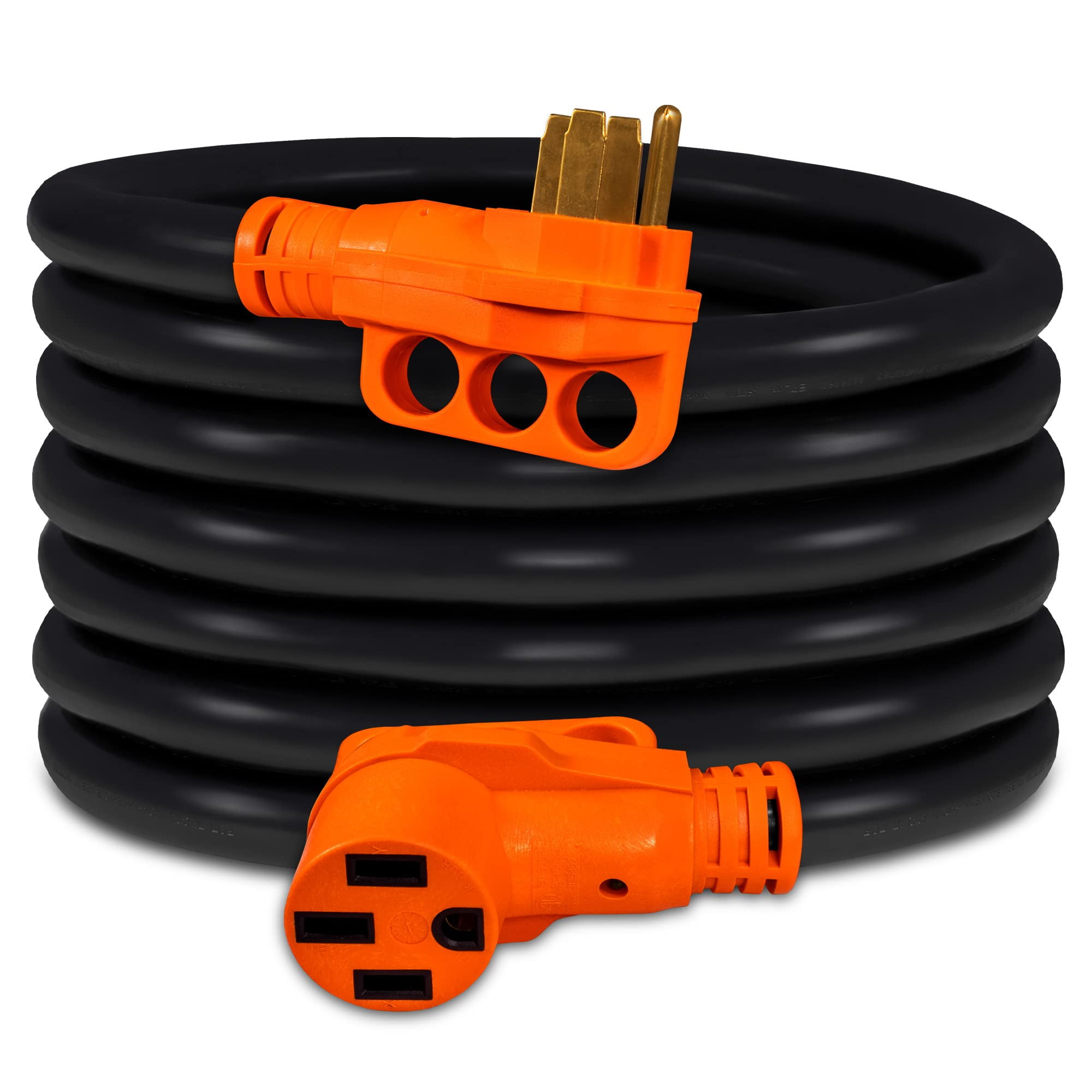 25 Feet 125/250V 50A RV Power Extension Cord [NEMA 14-50P/14-50R] [6/3+8/1 AWG STW Copper 4 Wires] [LED Indicator] [ETL Listed] [EZ-Grip Handle] For RV Trailer Camper Campsite