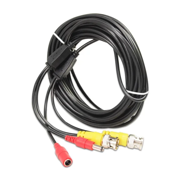 25 Feet Black Pre-Made Power Video Cctv Bnc Cable For Security Camera System
