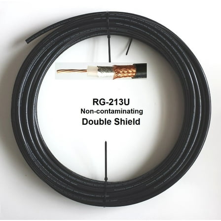 25' Feet Noncontaminating Coaxial Cable Double Shield RG213U Type No Connectors 213-25-DS