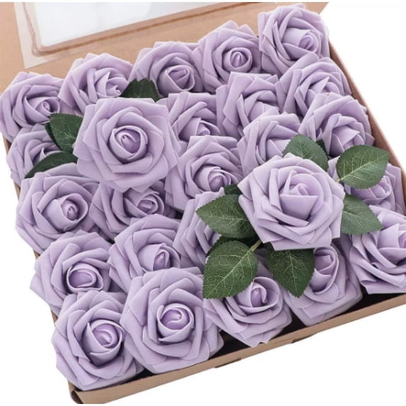 25 Foam Rose Flowers with Stems Artificial Fake Flowers for Wedding ...