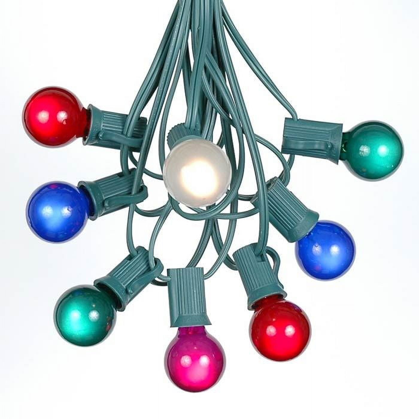 25 Feet Multicolored Globe Outdoor Patio String Lights with Green Wire