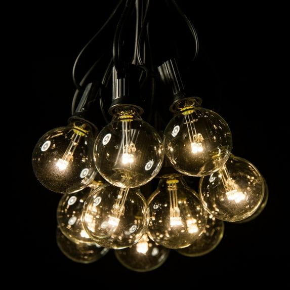 G40 LED Warm White String Lights with Black Wire