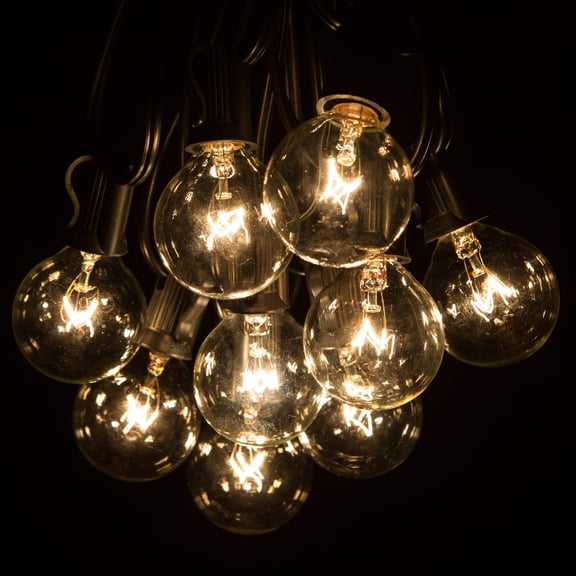 25 Foot Globe String Lights - G40 Clear Bulbs - Black Wire - Outdoor String Lights for Patio Yard Deck Cafe Bistro and Wedding Lighting