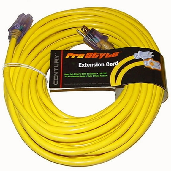 25 Foot Heavy Duty Electric Extension Power Cord Cable Indoor Outdoor Yel 12 Gauge