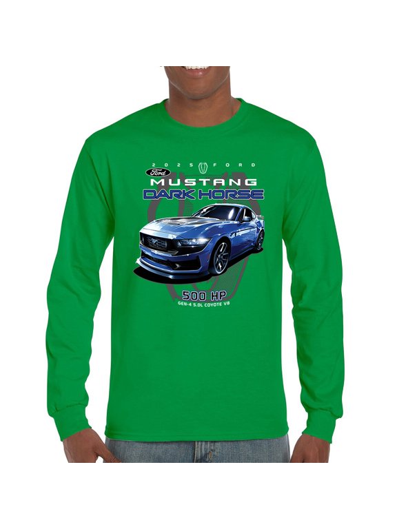 25 Ford Mustang Dark Horse Long Sleeve T-shirt 500 HP Performance Modern American Muscle Car V8 Sports Power Racing