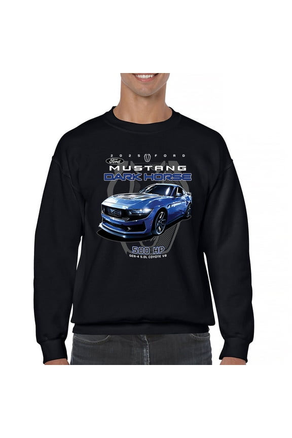 25 Ford Mustang Dark Horse Sweatshirt 500 HP Performance Modern American Muscle Car V8 Sports Power Racing Crewneck