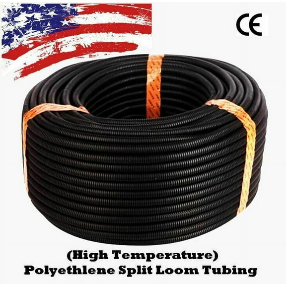 25 Ft 1" Split Wire Loom Conduit Polyethylene Tubing Black Color Sleeve Tube RV