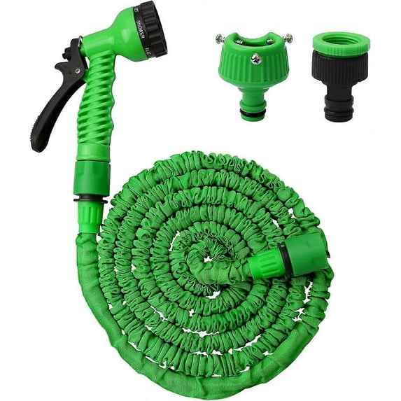 25 Ft 3 Times Flexible Expanding Garden Water Hose Pipe with 7 Function Spray Gun and Univ
