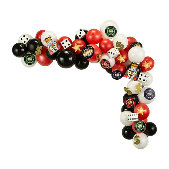 25 Ft. Casino Night Balloon Garland Kit, Party Decor, Party, 87 Pieces