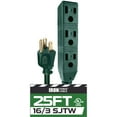 thumbnail image 1 of Iron Forge Cable 3 Outlet Power Strip Extension Cord 25 ft, 16/3 SJTW Heavy Duty Weatherproof Green Extension Cord with Multiple Outlets 3 Prong, 1 of 8