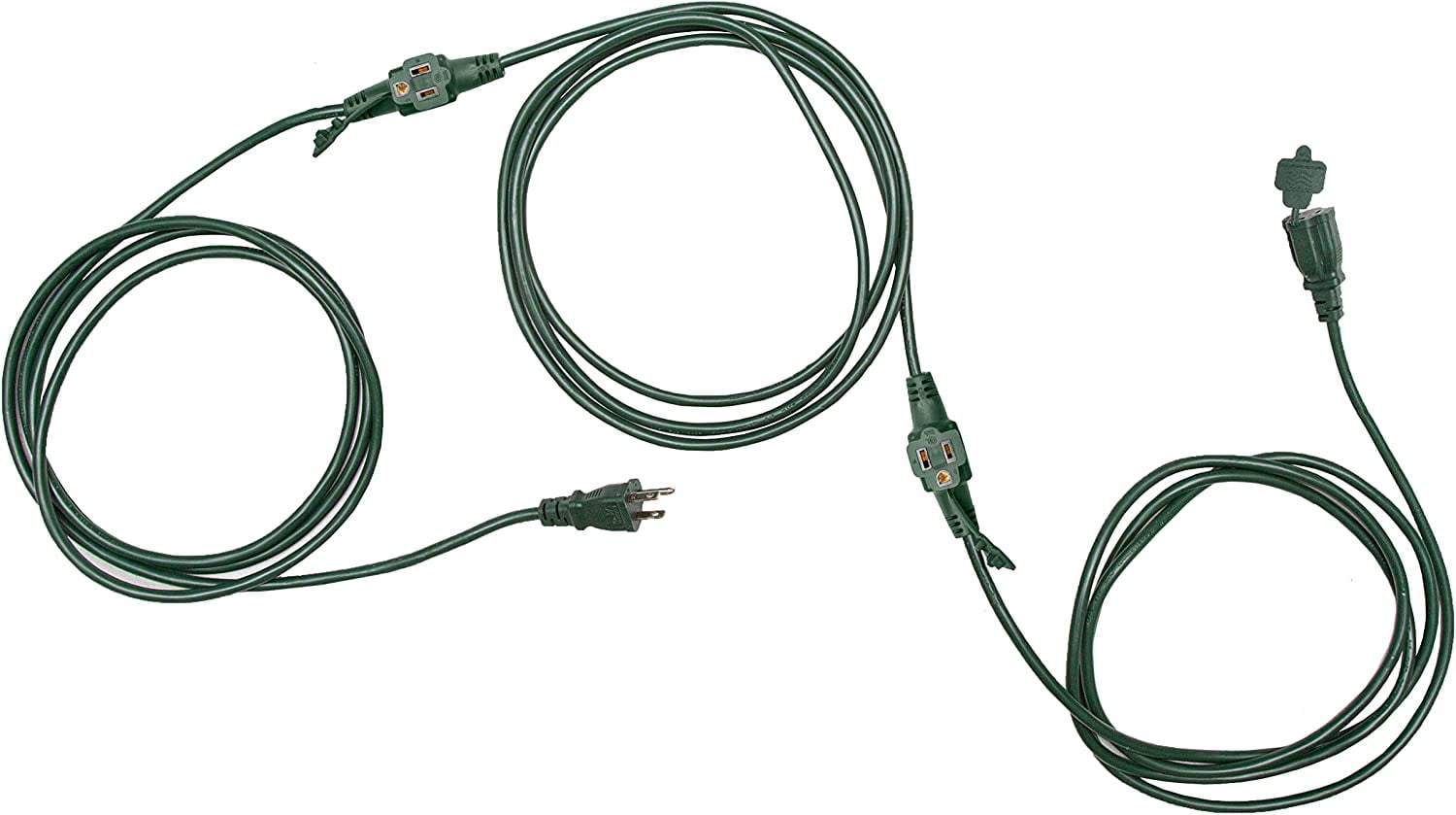 25 Ft Green Extension Cord With 3 Spaced Outlets 16/3 SJTW Multiple