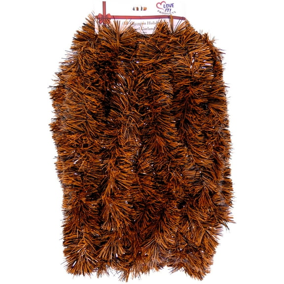 25 Ft. Long Beautiful Seasonal Holiday Super Lush Tinsel Garland from Love It! Products. Multi-Color Black and Orange Mixed