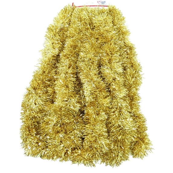 25 Ft. Long Seasonal Holiday Tinsel Garland from Love It! Products. Use for Christmas, Thanksgiving, New Years, Birthday and any celebration, party or event. Color: Gold
