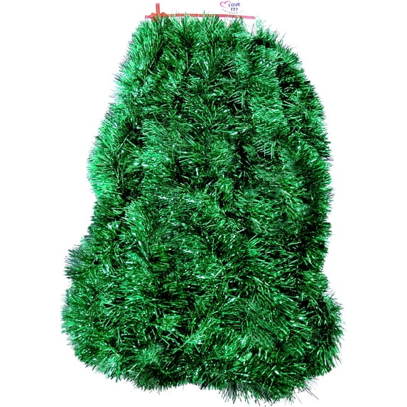 25 Ft. Long Seasonal Holiday Tinsel Garland from Love It! Products. Use for Christmas, Thanksgiving, New Years, Birthday and any celebration, party or event. Color: Green